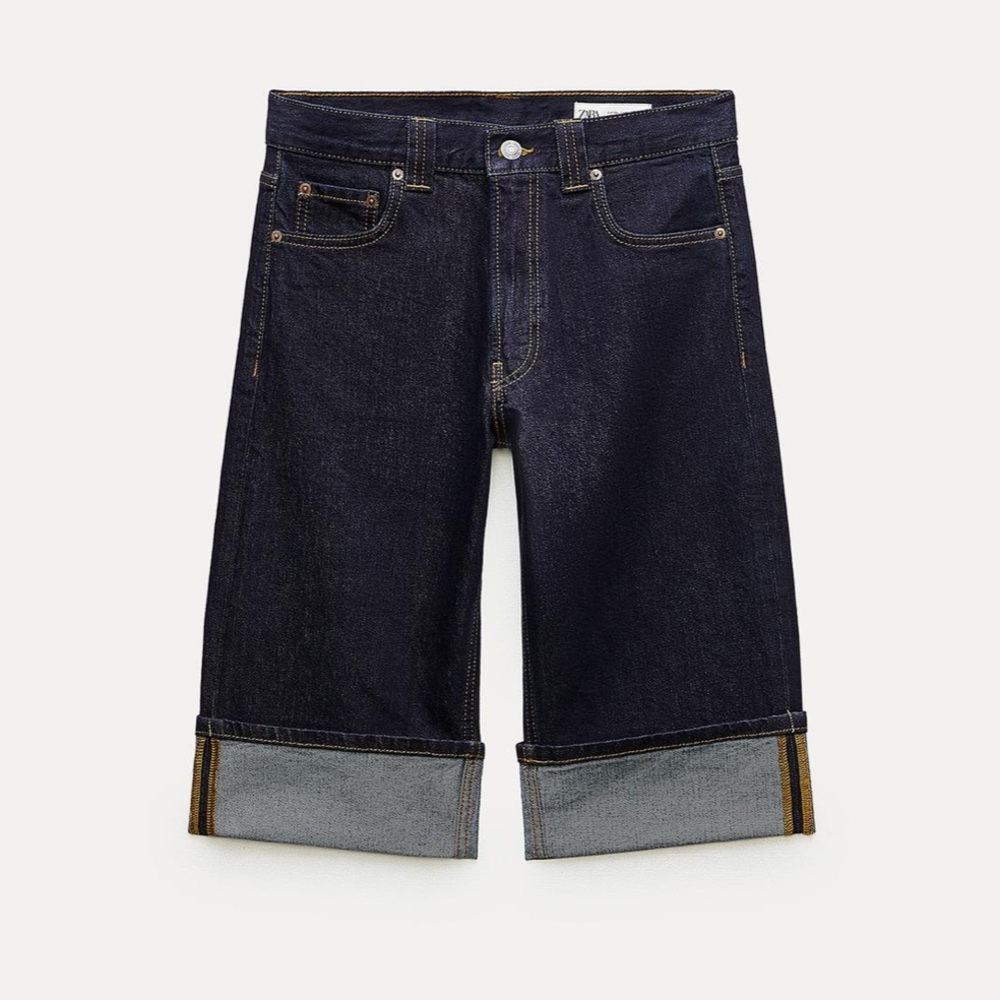 Zara High Waisted Long Capri Shorts NWT